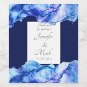 Abstract Silk Blue bruiloft wijn label Etiket (Enkel label)