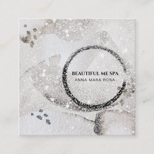 *~* Abstract Silver Black Glitter Visitekaartje (Voorkant)