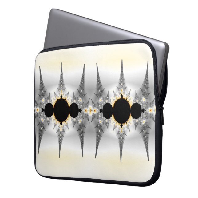 Abstract Silver Fractal Laptop Sleeve (Voorkant Links)