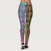 Abstract Sinaasappel en Aqua Retro Boomerang Waves Leggings (Achterkant)