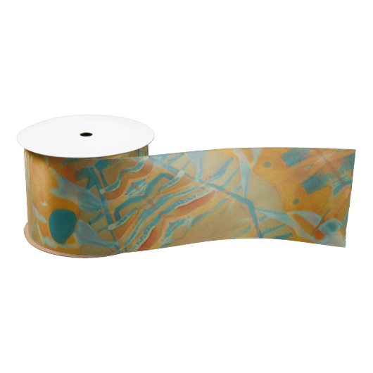 abstract sinaasappel en blauwgroen lint (Spoel)