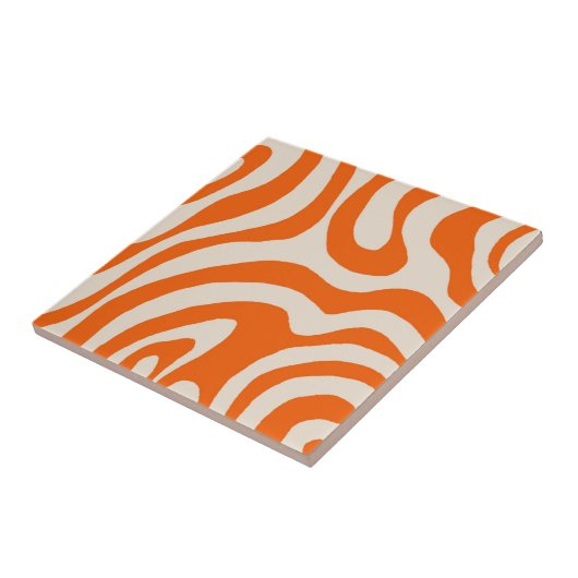 Abstract Sinaasappel Marmeren Groovy Stripe Bold M Tegeltje (Zijkant)