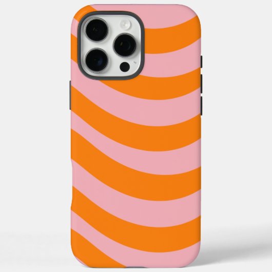 Abstract Sinaasappel Roze Retro Wavy Stripe Bold M Case-Mate iPhone Case (Achterkant)