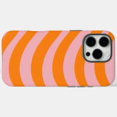 Abstract Sinaasappel Roze Retro Wavy Stripe Bold M Case-Mate iPhone Case (Achterkant (horizontaal))