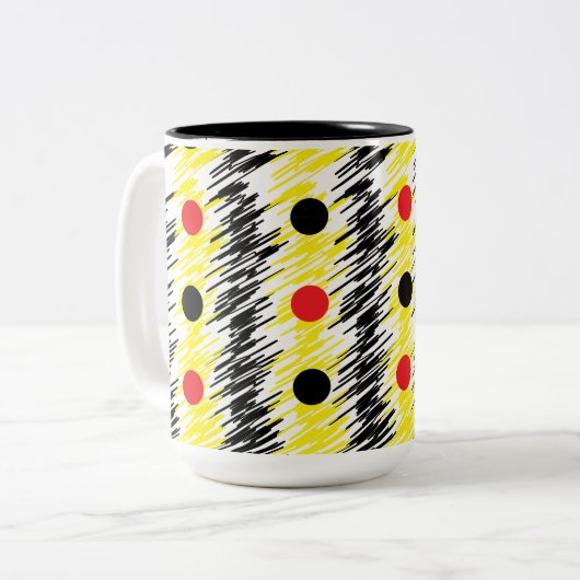 Abstract slibble poka Dot Pattern Tweekleurige Koffiemok (Voorkant links)