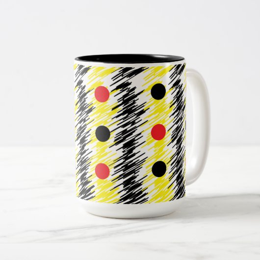 Abstract slibble poka Dot Pattern Tweekleurige Koffiemok (Voorkant rechts)