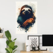 Abstract Sloth Wall Art – Relaxed Animal Poster (Thuiskantoor)