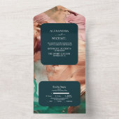 Abstract smaragdgroen roos gouden bruiloft all in one uitnodiging (Binnen)