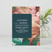 Abstract smaragdgroen roos gouden bruiloft kaart (Staand voorkant)
