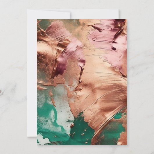 Abstract smaragdgroen roos gouden bruiloft save the date (Achterkant)