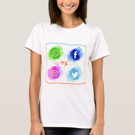 abstract-sociaal-media-waterverf-pictogrammen-set_ t-shirt (Voorkant)