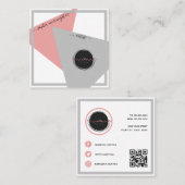 Abstract Sociale Media Geometrisch Roze en Grijs Vierkante Visitekaartje (Voorkant / Achterkant)
