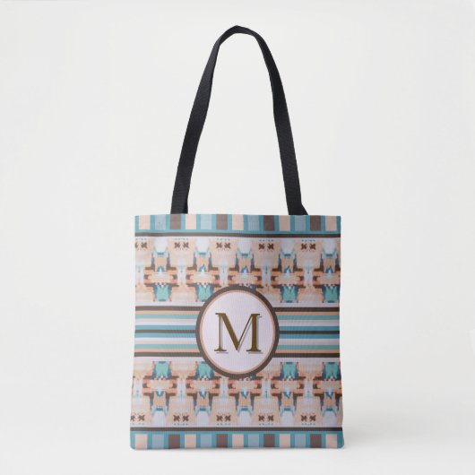 Abstract Southwest Blue and Brown Tote Bag (Devant)