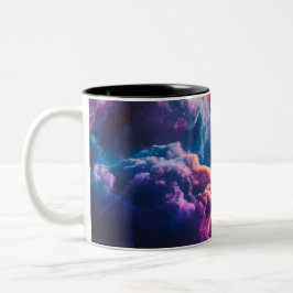 Abstract Space Nebula Art - Colorful Cosmic Tweekleurige Koffiemok