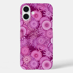 Abstract spiraalpatroon, paars, roze, pruim, lila iPhone 16 plus hoesje