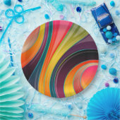 Abstract spiraalvormig regenboogkleurig ontwerp papieren bordje (Feest)