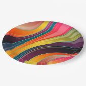 Abstract spiraalvormig regenboogkleurig ontwerp papieren bordje (Gekanteld)