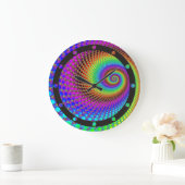 Abstract Spiral Fractal - neonkleurig Grote Klok (Huis)