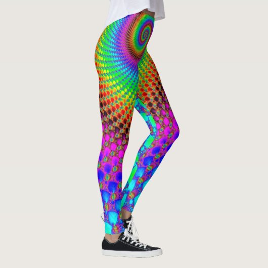 Abstract Spiral Fractal - neonkleurig Leggings (Rechts)