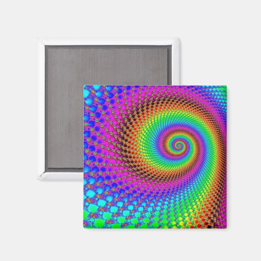 Abstract Spiral Fractal - neonkleurig Magneet (Voorkant / Achterkant)