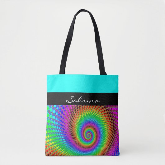 Abstract Spiral Fractal - neonkleurig Tote Bag (Voorkant)
