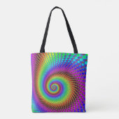 Abstract Spiral Fractal - neonkleurig Tote Bag (Achterkant)