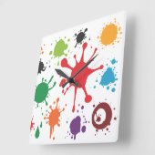 Abstract Splatter Clock Vierkante Klok (Hoek)
