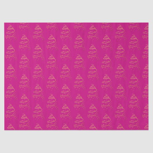 Abstract sprankelend goud, Magenta kerstboom Tissuepapier (Voorkant)