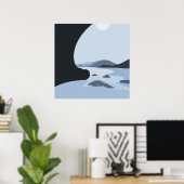 Abstract stalen blauw, gestormde doorsnede poster (Thuiskantoor)