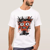 Abstract stammengezicht - Vet Sinaasappel en zwart T-shirt (Voorkant)