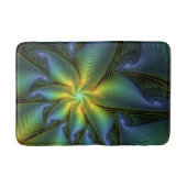 Abstract Star, Shiny Blue Green Golden Fractal Art Badmat (Voorkant)