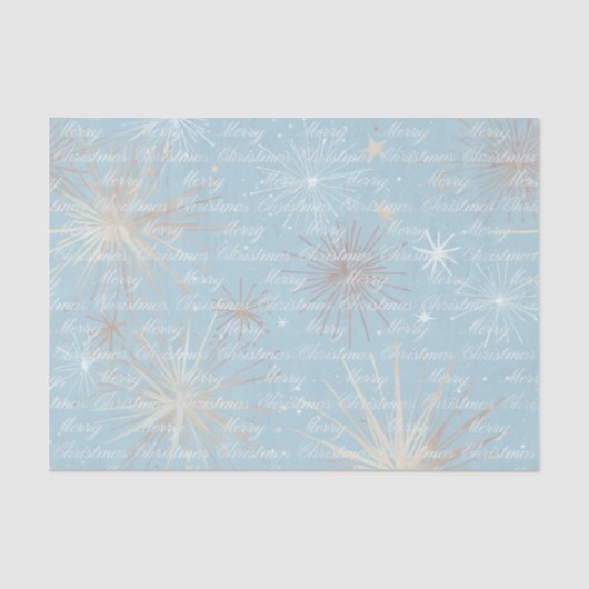 Abstract Starburst Patroon Blauw Vrolijk Kerstfees Tissuepapier (Voorkant)