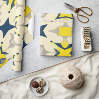 Abstract Starburst Pattern in Yellow and Blue Cadeaupapier