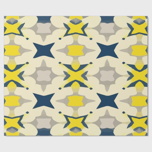 Abstract Starburst Pattern in Yellow and Blue Cadeaupapier (Vlak)