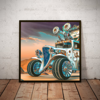 Abstract Steampunk Hot Rod Poster