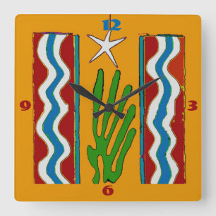 Abstract sterrenklokgezicht vierkante klok