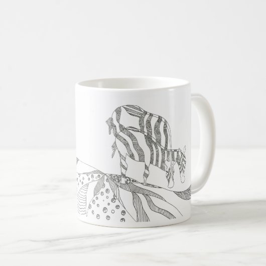 Abstract stick figure custom mug giraffe (Devant droit)