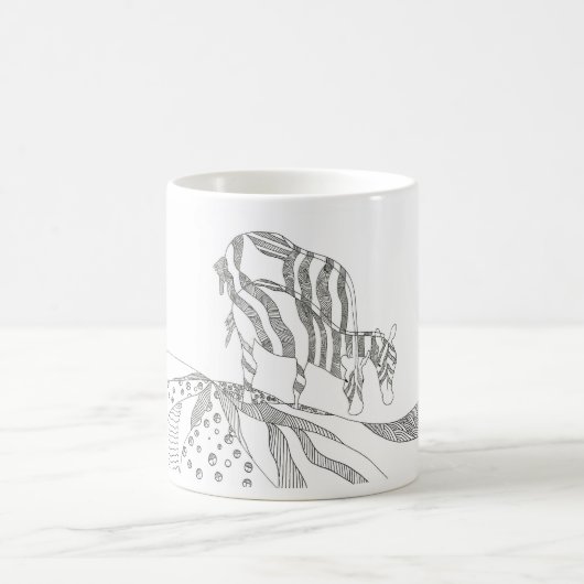 Abstract stick figure custom mug giraffe (Centre)