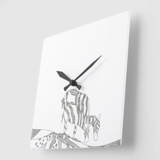 Abstract stick figure custom mug giraffe vierkante klok (Hoek)