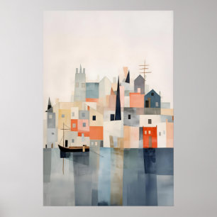 Abstract Strand Kunstprint Zachte Pastel Kust Poster