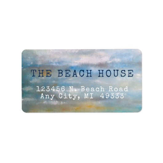 Abstract strand kust oceaanschilderen etiket (Voorkant)