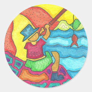 Abstract strand ronde sticker