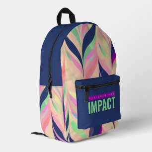 Abstract Stripes Groen Roze Navy Sinaasappel Bedrukte Rugzak