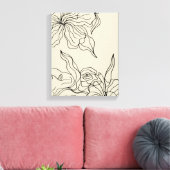 Abstract stromende bloemlijn tekening muurkunst canvas afdruk (Insitu (Woonkamer))