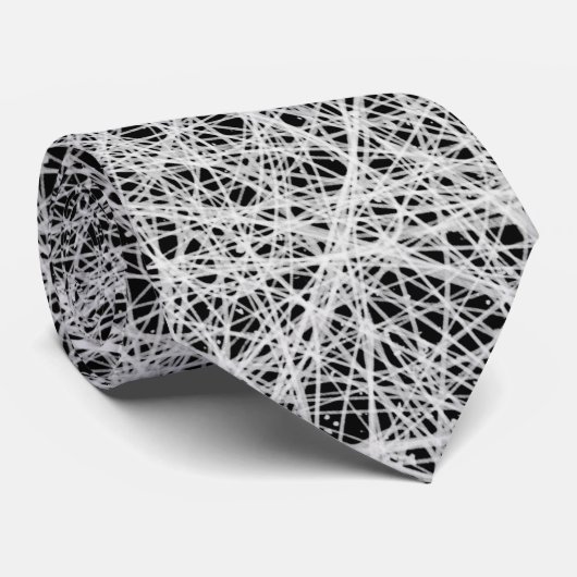 Abstract Stropdas Zwart-wit Scribbles Artistiek (Opgerold)