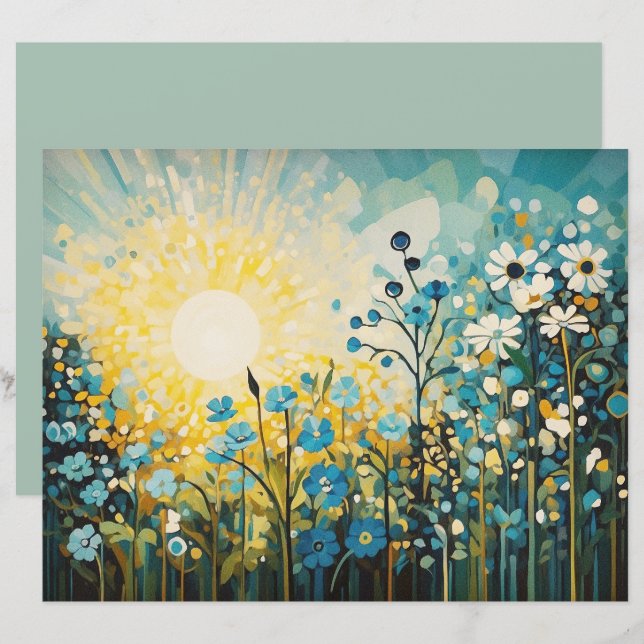 Abstract Sunrise Wildflower Field Scrapbook Papier (Voorkant / Achterkant)