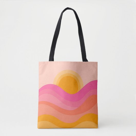 Abstract Sunset Tote Bag | Pastel Wave (Voorkant)