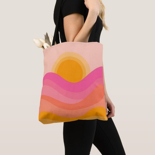 Abstract Sunset Tote Bag | Pastel Wave (De près)