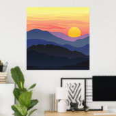 Abstract Sunset Uitzicht Patroon Poster (Thuiskantoor)