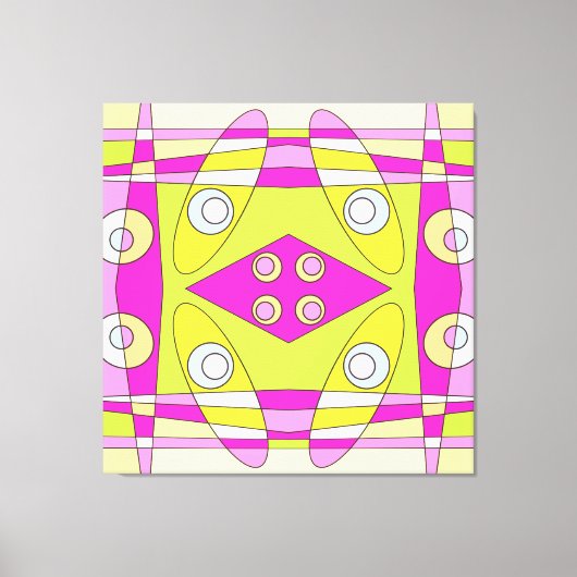 Abstract surfbaar, helder roze groen bubblegum canvas afdruk (Voorkant)